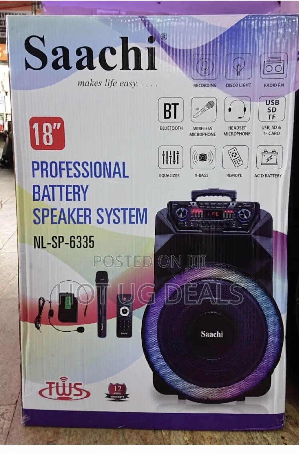 Saachi Outdoor Trolly 18′′ Speaker Bluetooth/TWS/Fm/Led