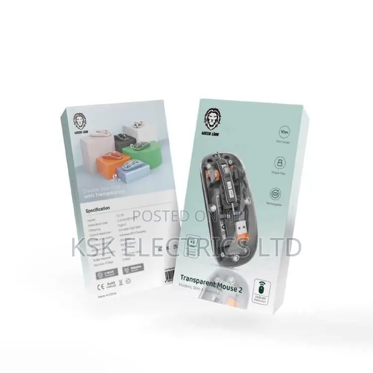 Green Lion Transparent Mouse 2 1600DPI - Black