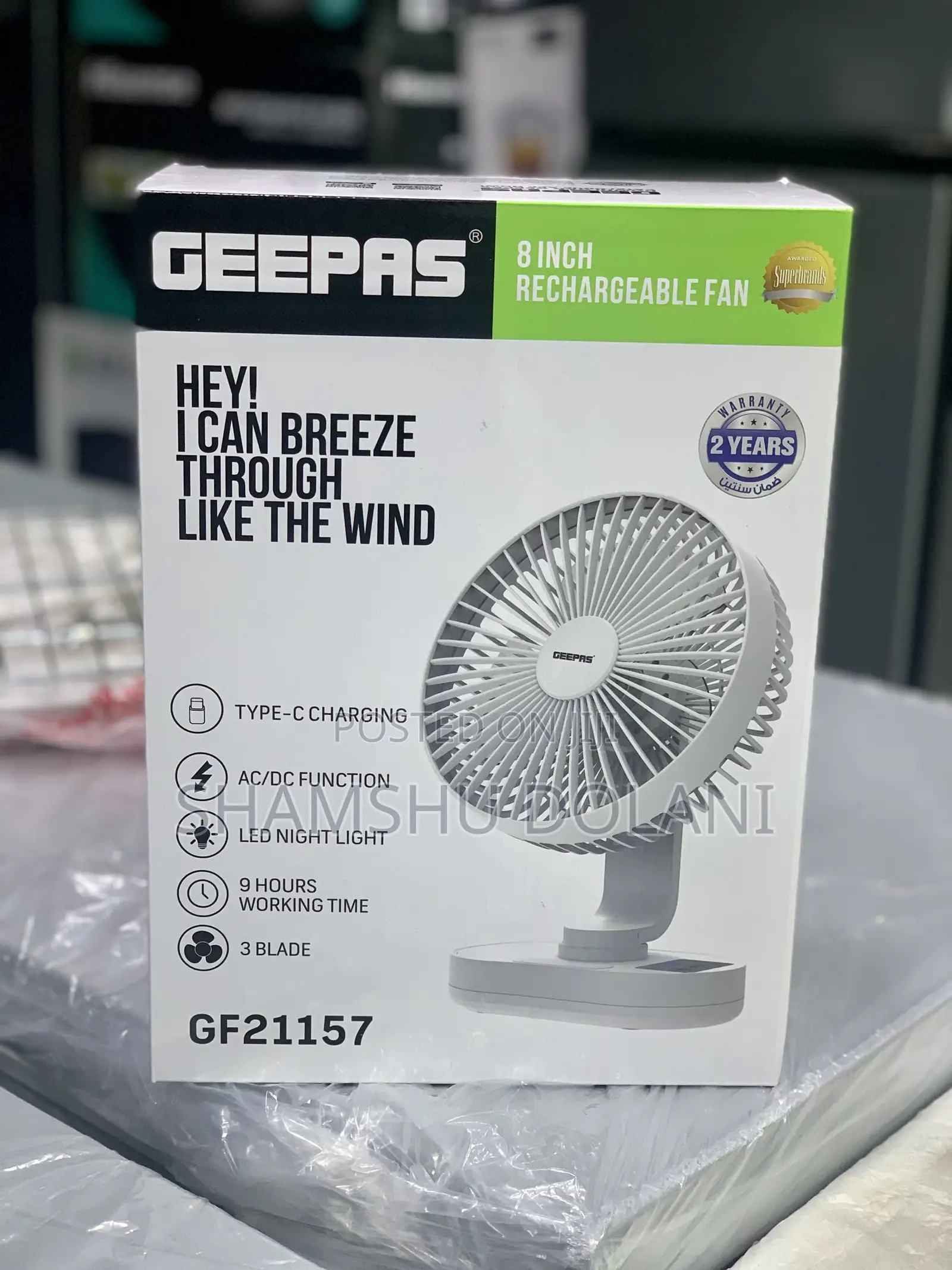 Geepas Rechargeable Fan