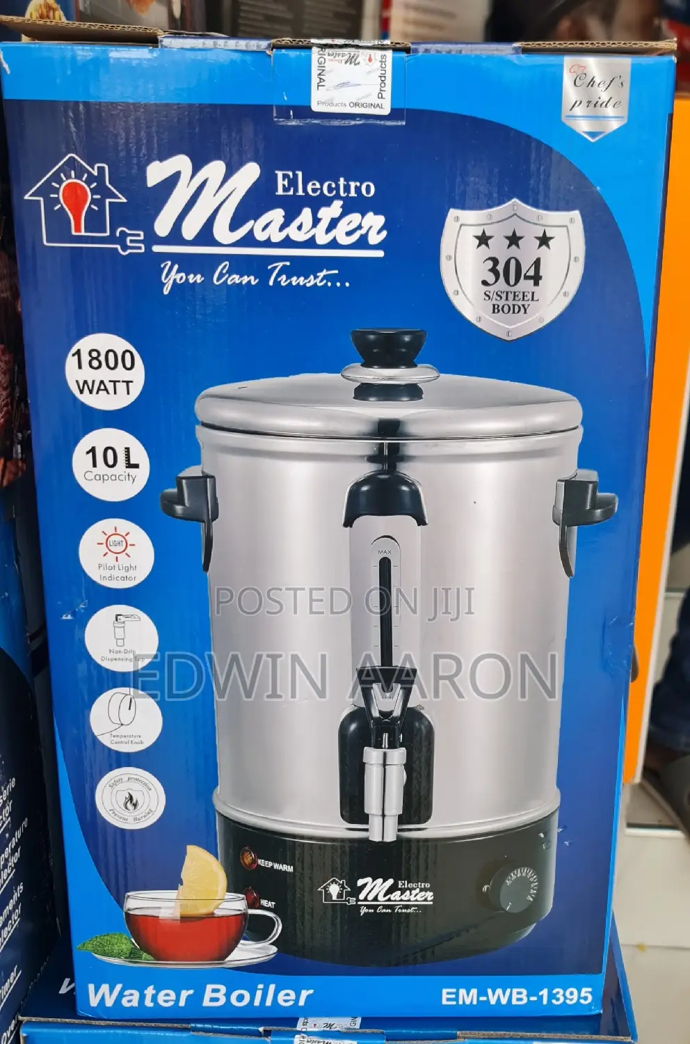 Electro Master Stainless Steel Water Boiler 10L