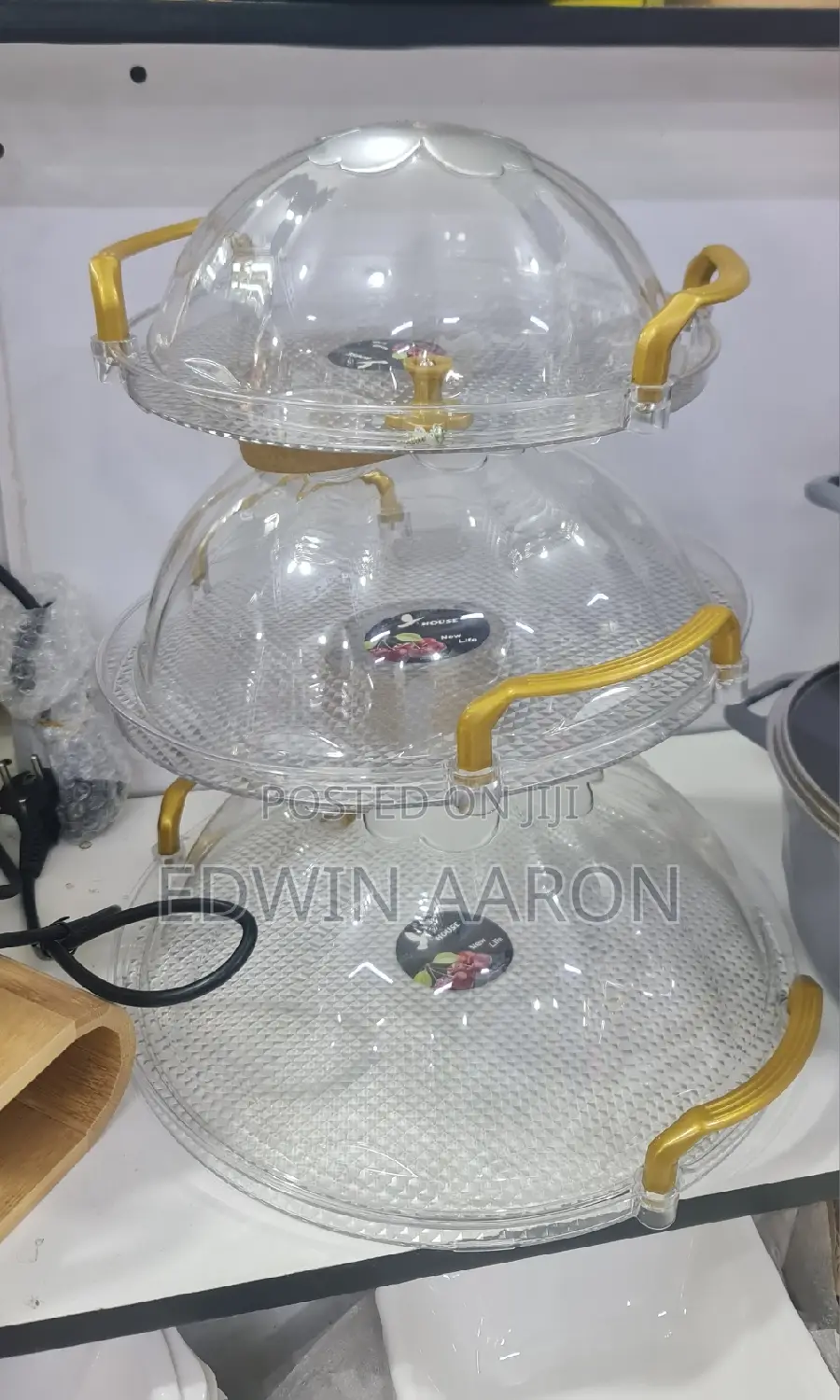 Acrylic Cake/Fruit/Dessert Plate With Cover (3pcs)