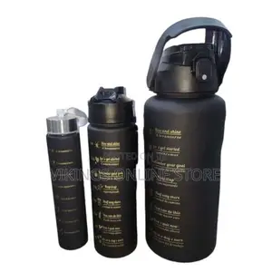 Set of 3 Motivational Water Bottles 2L - Black