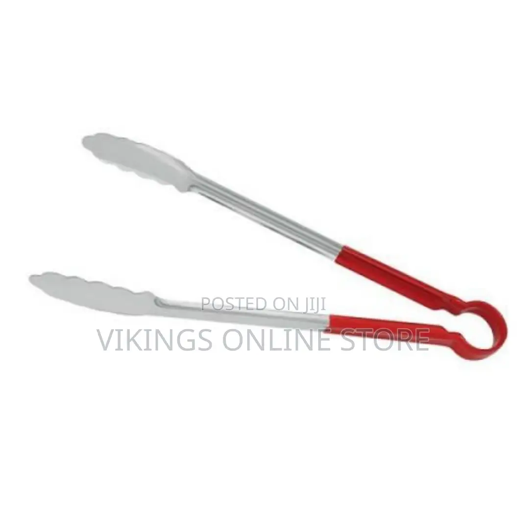 Insulated Handle Steel Tongs - Silver