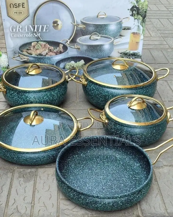 High Quality 9 Pieces of Granite Cooking Ware Set