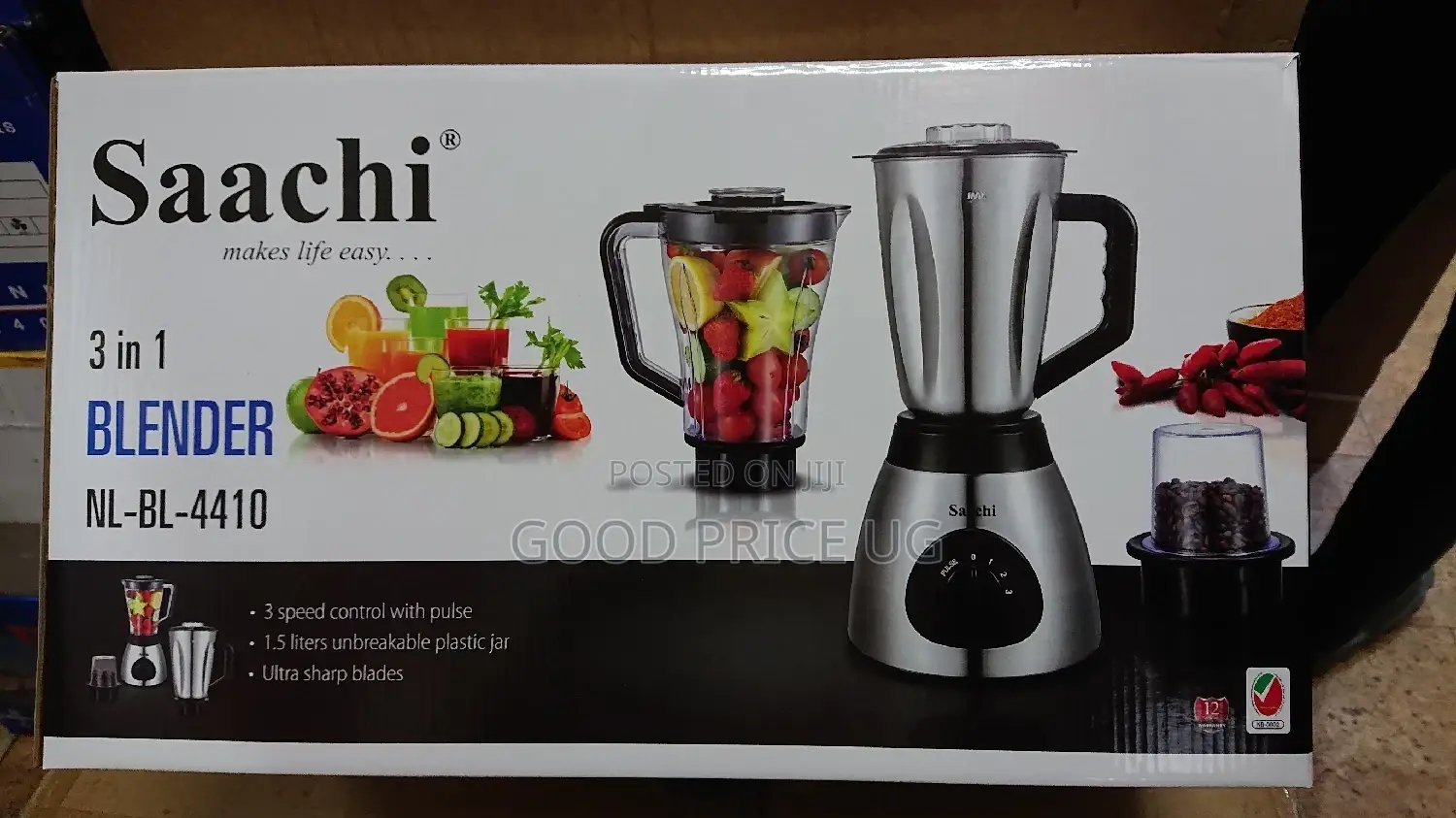3 in 1 Saachi Blender With Melamine and Stainless Jar.