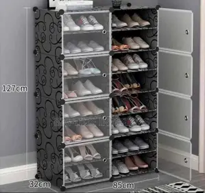 Double Door Plastic Shoe Rack- 8tier