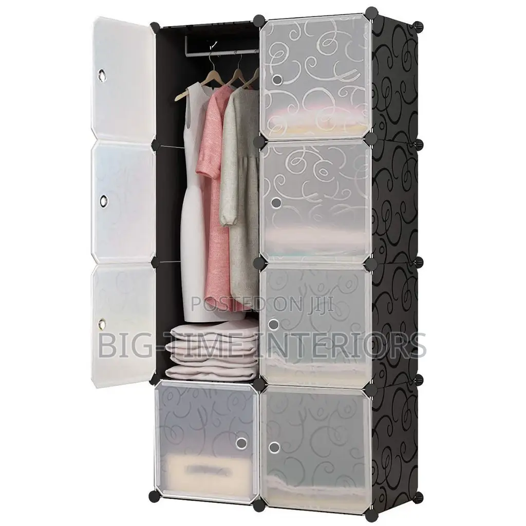 2 Column Plastic Wardrobe-Black