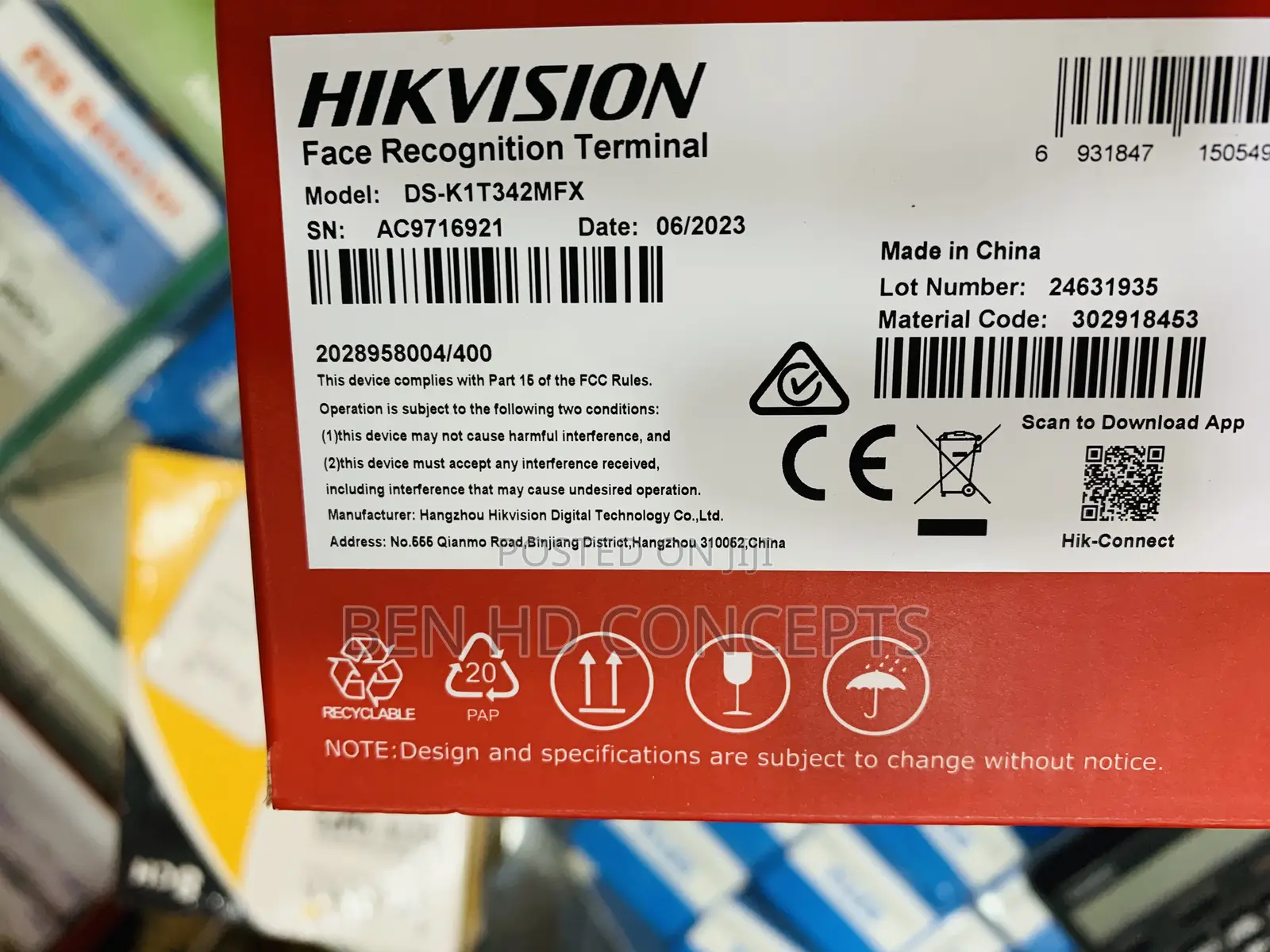 Access Control Facial Recognition Terminal Hikvision