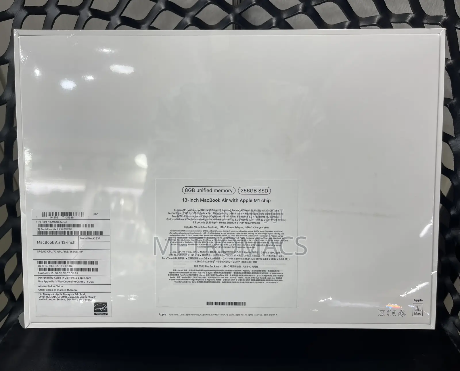 New Laptop Apple MacBook Air 2020 M1 8GB Apple M1 SSD 256GB