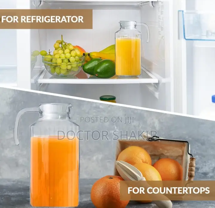 New 1.5L Lined Glass Juice/ Water Dispenser Jug- Colorless