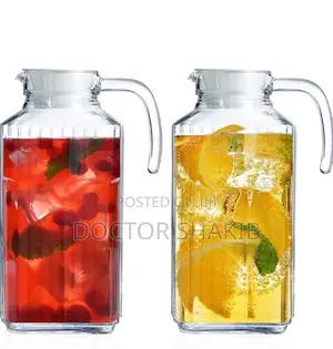 New 1.5L Lined Glass Juice/ Water Dispenser Jug- Colorless