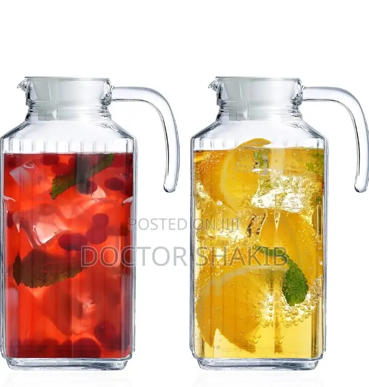 New 1.5L Lined Glass Juice/ Water Dispenser Jug- Colorless