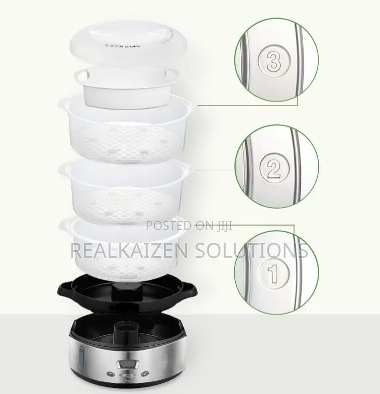 UK AMBIANO 3 Tier Digital Food Steamer With Rice Bowl 800W