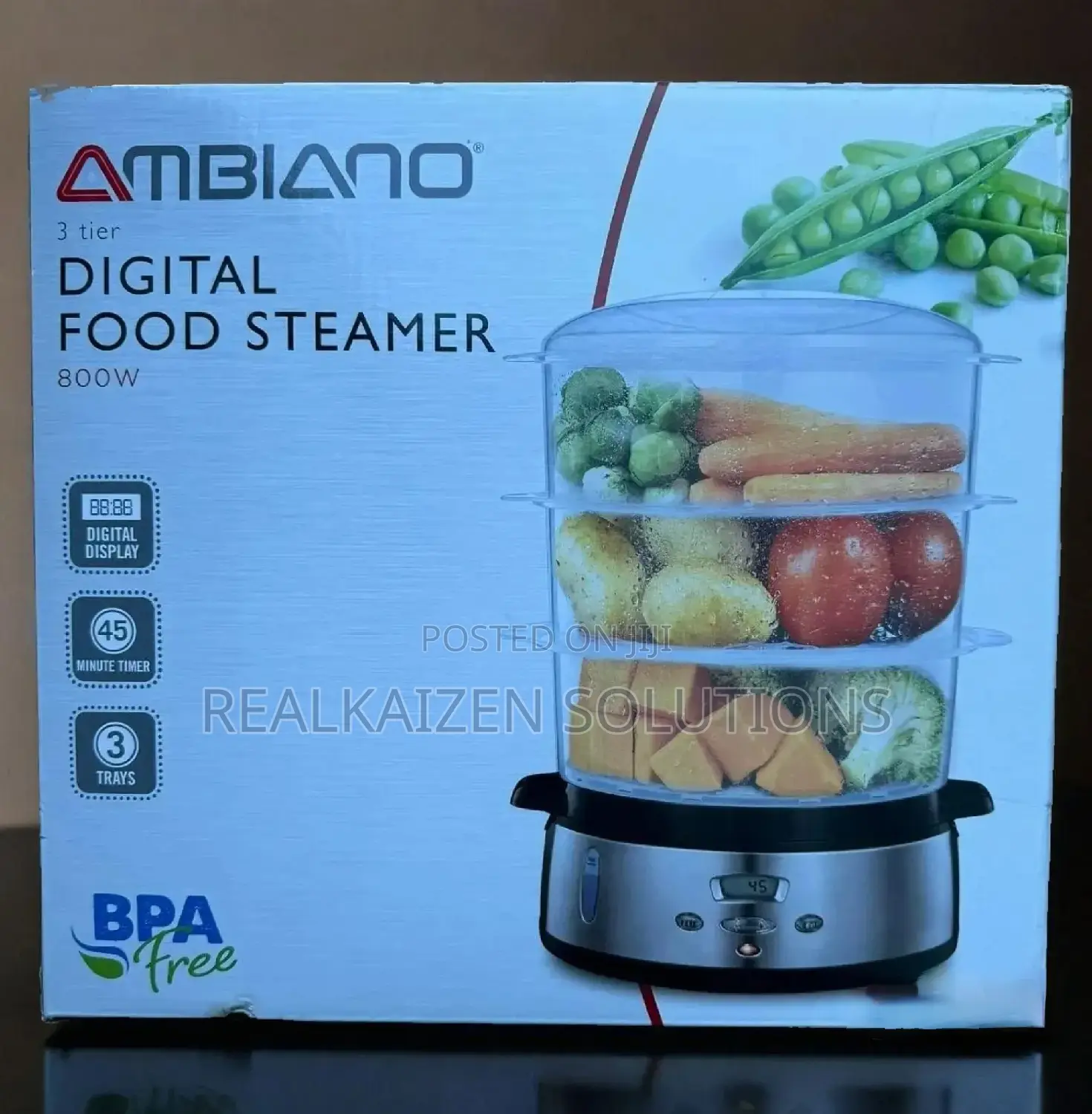 UK AMBIANO 3 Tier Digital Food Steamer With Rice Bowl 800W
