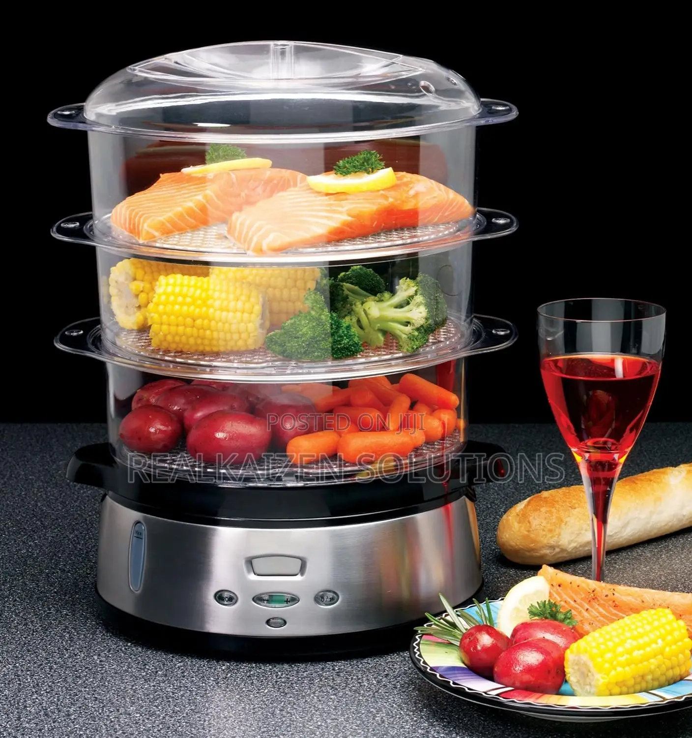 UK AMBIANO 3 Tier Digital Food Steamer With Rice Bowl 800W