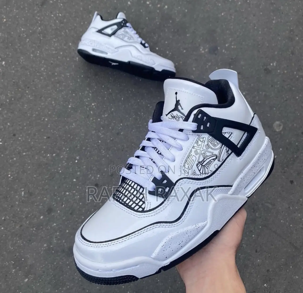 Original White Air Jordan 4 Retro Diy Sneaker
