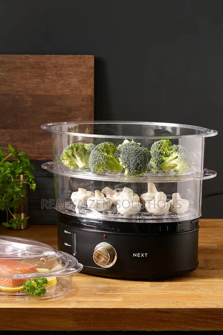 UK NEXT 6.8L Black Bronx 3-tier Food Steamer 800W