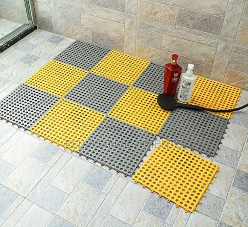 6pcs Interlocking Non Slip Bathroom Floor Tiles Rubber Mat