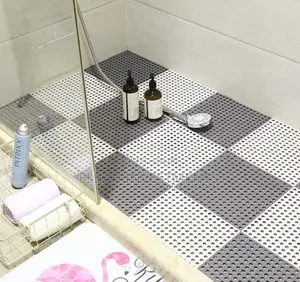 6pcs Interlocking Non Slip Bathroom Floor Tiles Rubber Mat