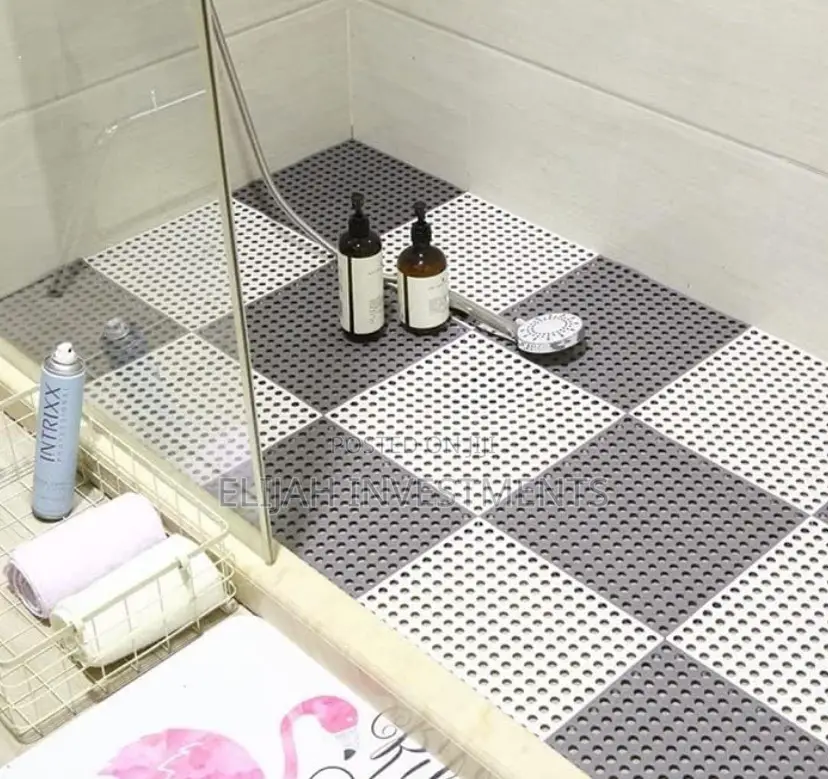 6pcs Interlocking Non Slip Bathroom Floor Tiles Rubber Mat