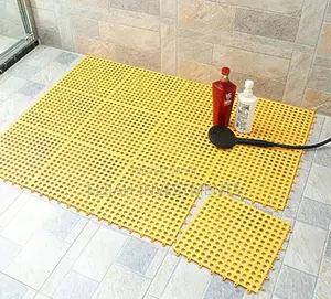 6pcs Interlocking Non Slip Bathroom Floor Tiles Rubber Mat
