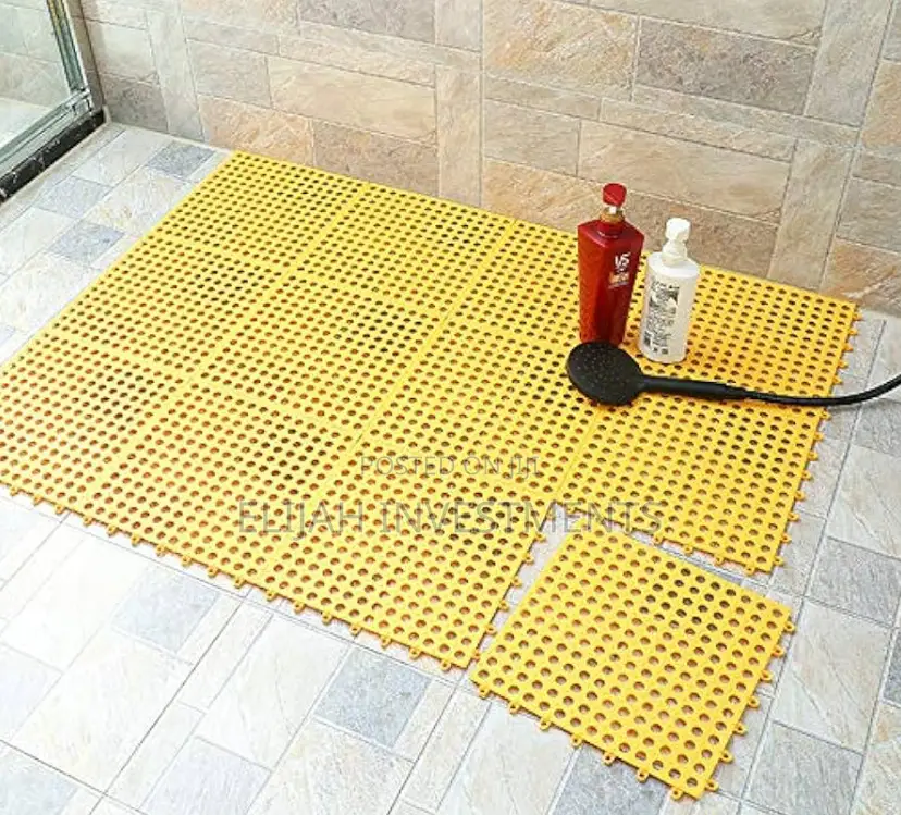 6pcs Interlocking Non Slip Bathroom Floor Tiles Rubber Mat