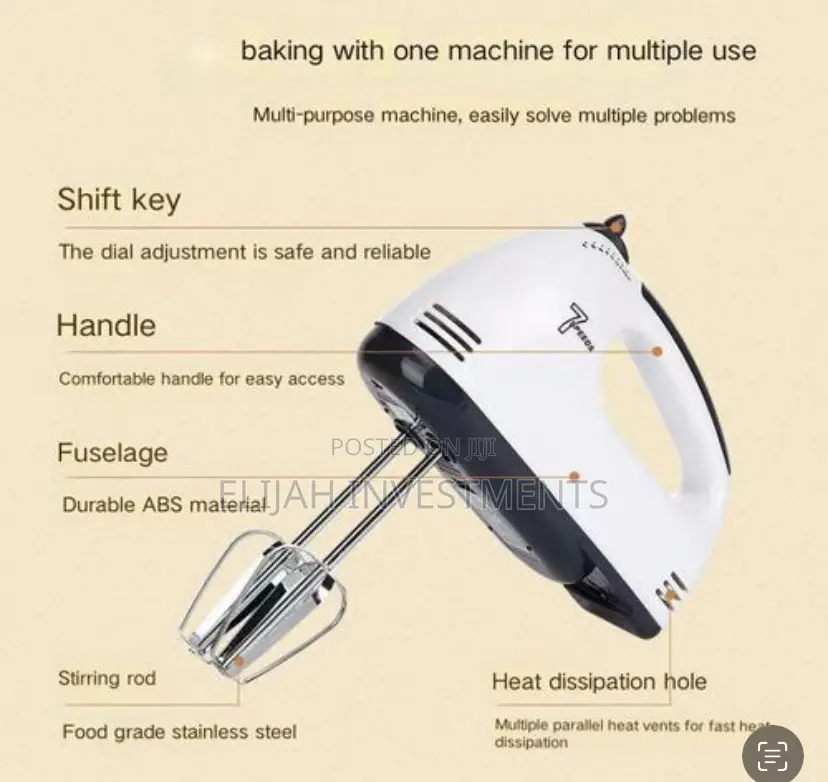 Electric Hand Mixer for Cake - White