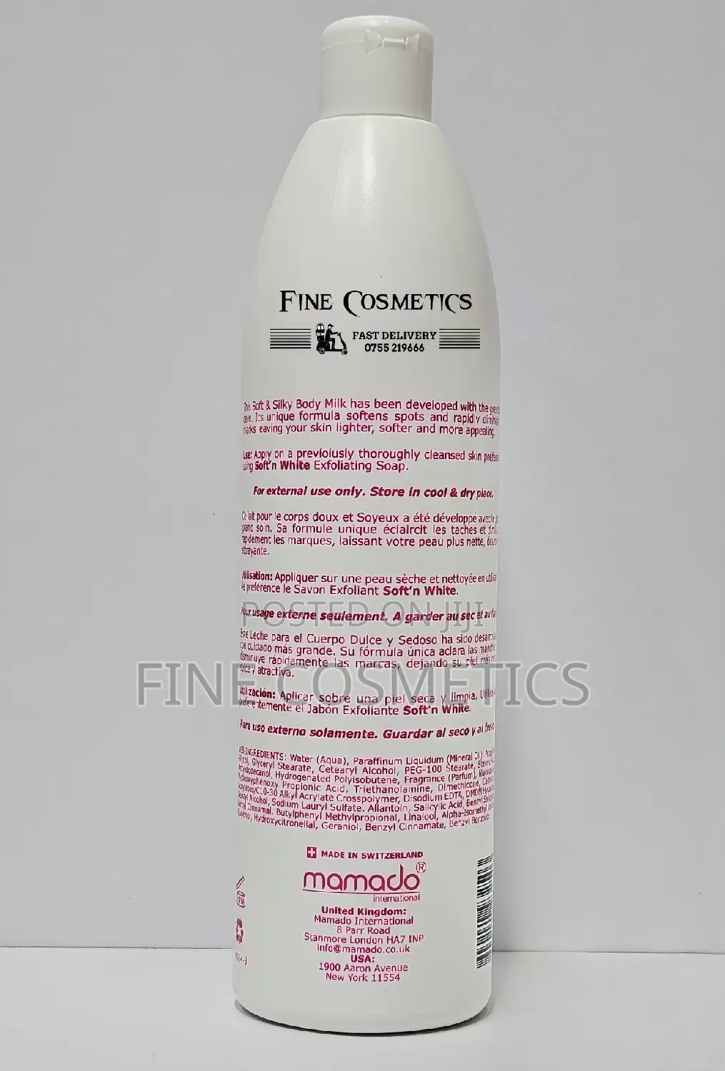 ORIGINAL Soft and White Swiss Lightening Body Lotion. 500ML