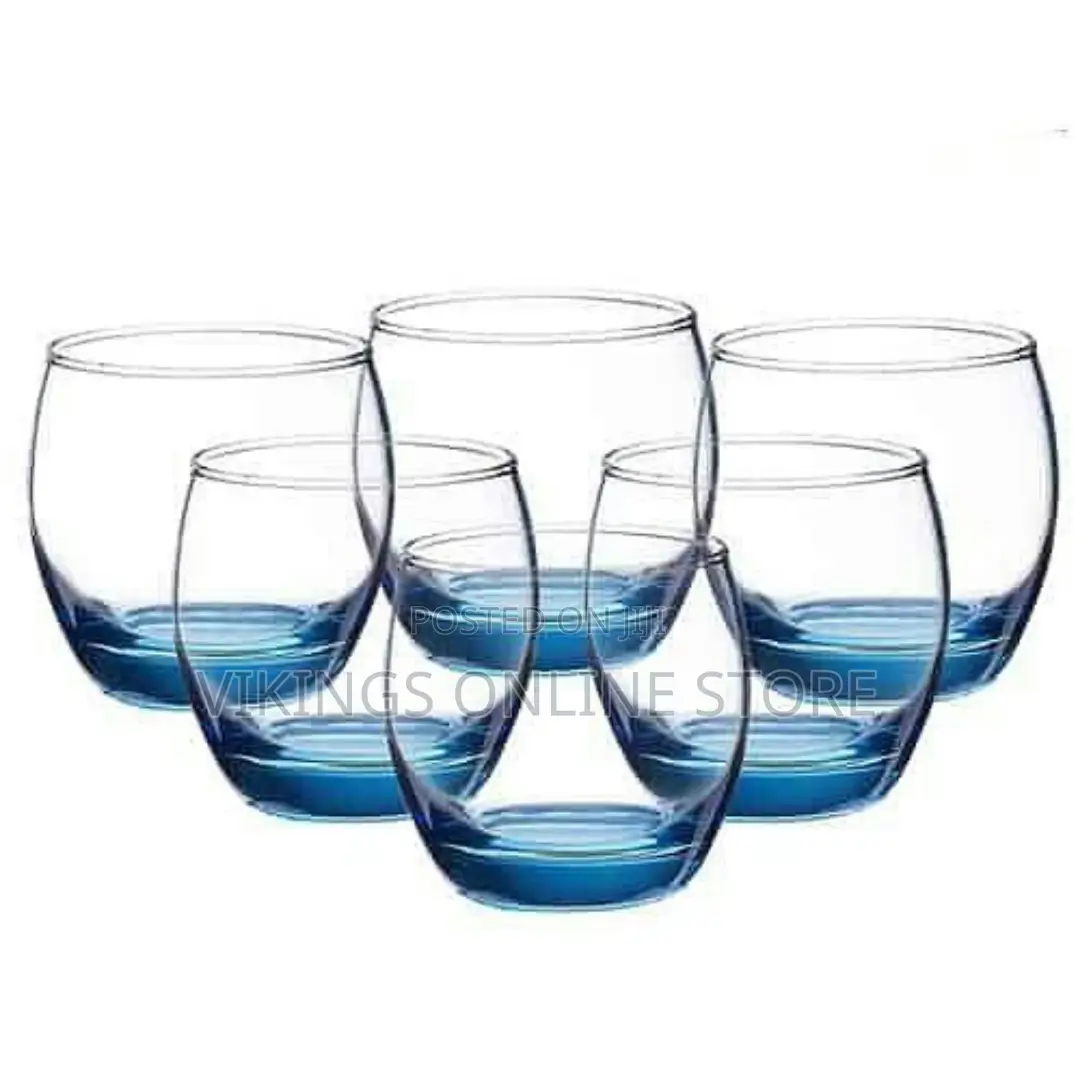Luminarc 6 Pieces of Oval Water Juice Glasses Cups -Blue.
