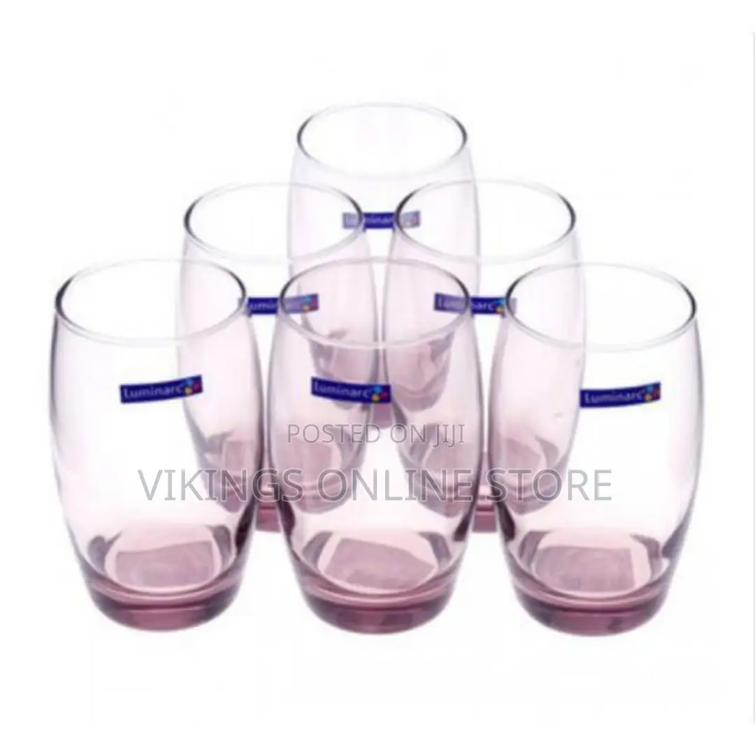 Luminarc 6 Pieces of Oval Water Juice Glasses Cups -Purple.
