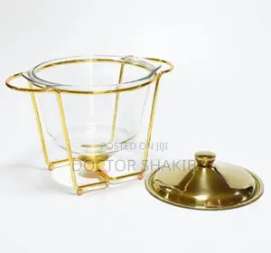 4L Glass Golden Silver Duffet Caffing Dish
