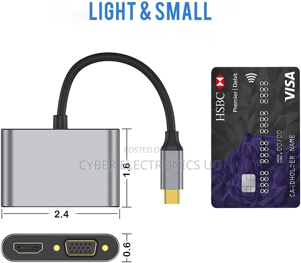 Type C Hub to HDMI VGA Adapter With USB 3.0