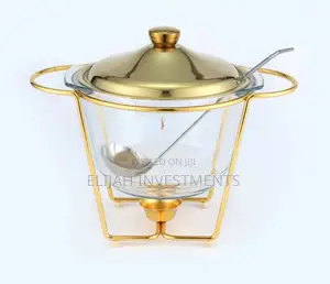 Glass Golden Silver Buffet Food Warmer Chafing Dish.