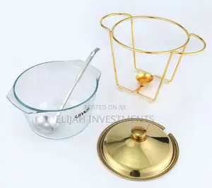 Glass Golden Silver Buffet Food Warmer Chafing Dish.