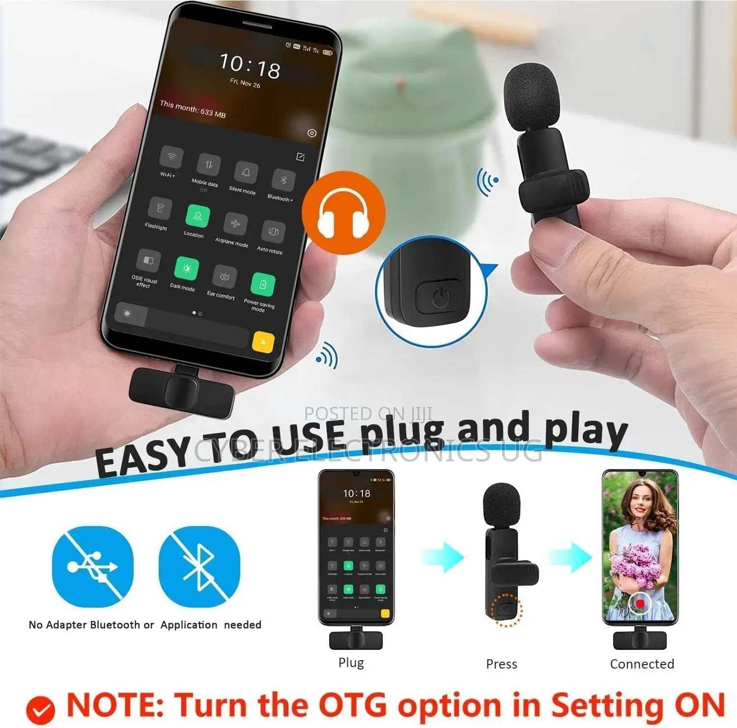 Professional Wireless Lavalier Lapel Microphone for Android