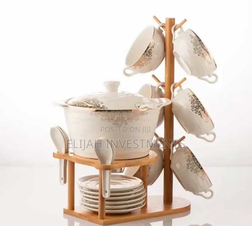 6 Pc Ceramic Soup Dinner Set