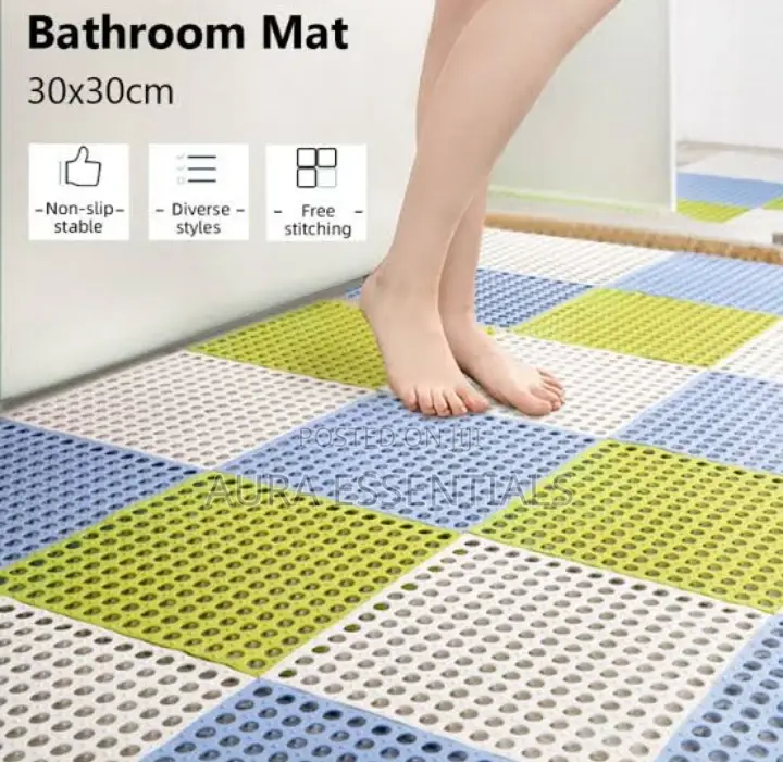 6 PCS Interlocking Non Slip Bathroom Floor Tiles Rubber Mats