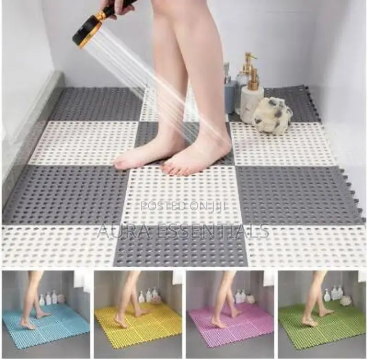 6 PCS Interlocking Non Slip Bathroom Floor Tiles Rubber Mats