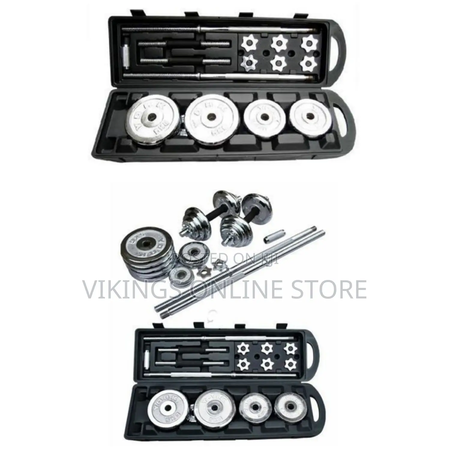 Barbell and Dumbbells Set, 50kg - Silver