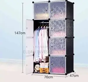 2 Column Plastic Closet Pink, Blue and Black