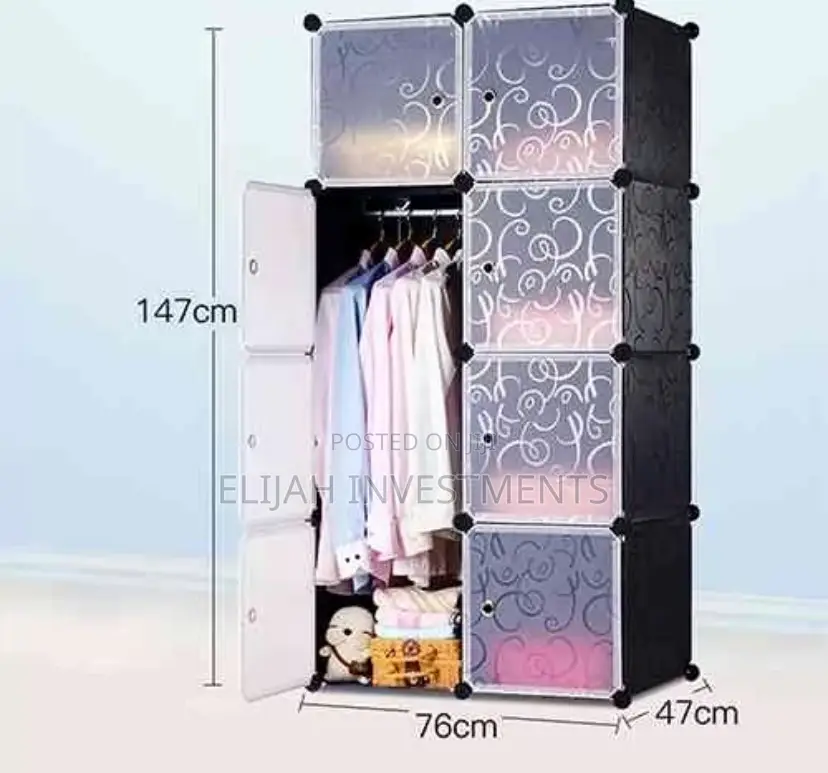 2 Column Plastic Closet Pink, Blue and Black