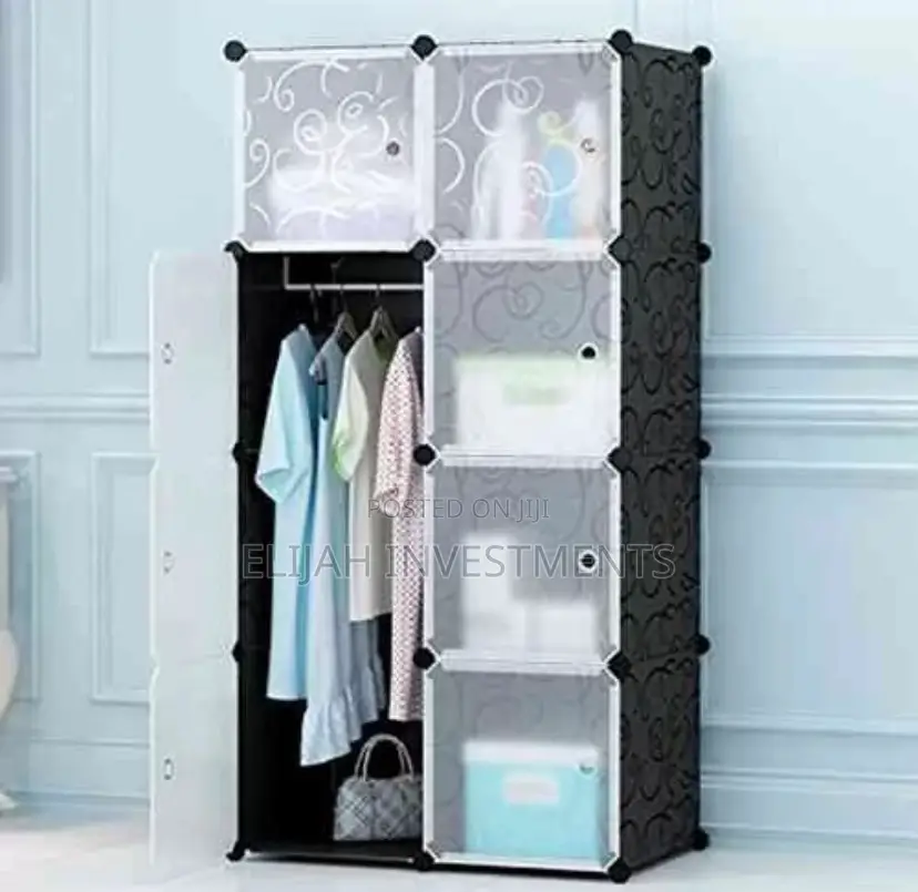 2 Column Plastic Closet Pink, Blue and Black