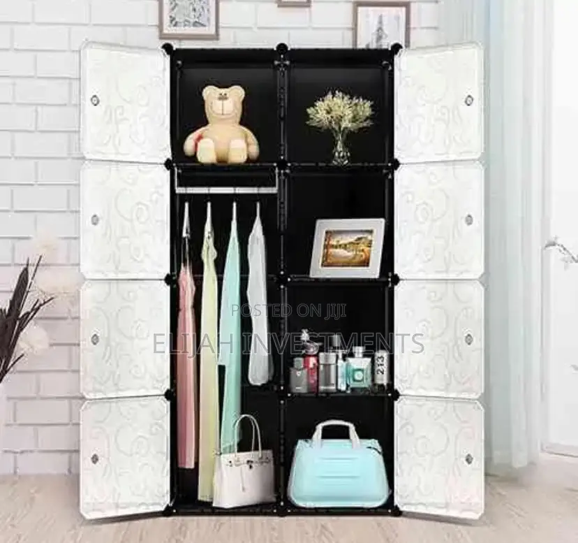 2 Column Plastic Closet Pink, Blue and Black