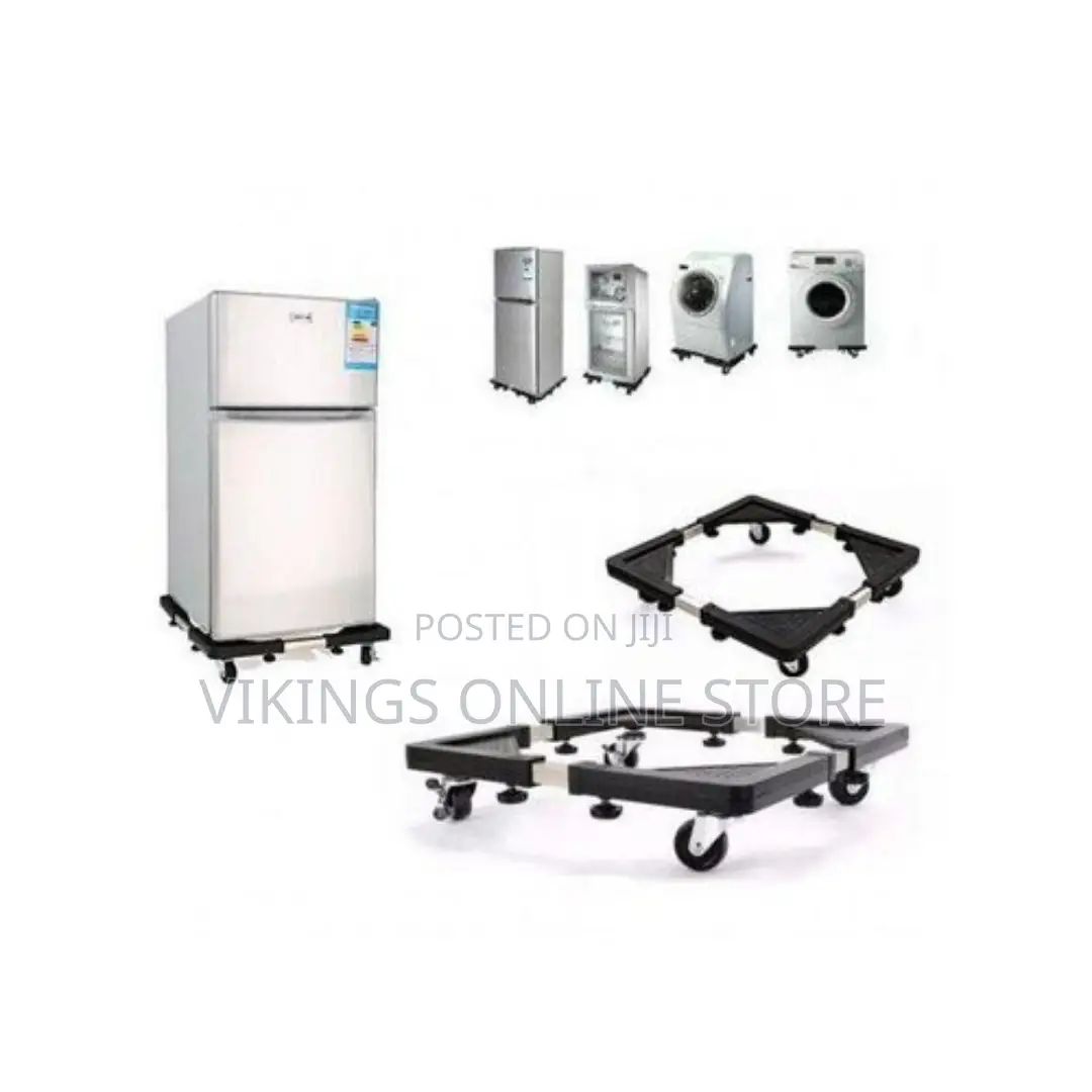 Adjustable Fridge/ Washing Machine Stand Trolley - Grey