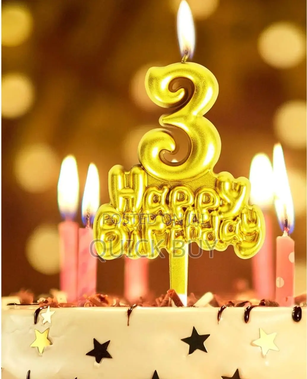 Happy Birthday Gold Number Candle