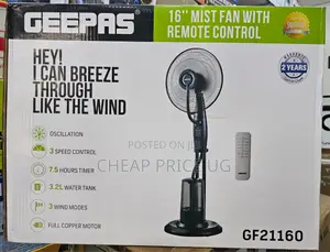 Geepas Digital Mist Fan With Remote Control System.
