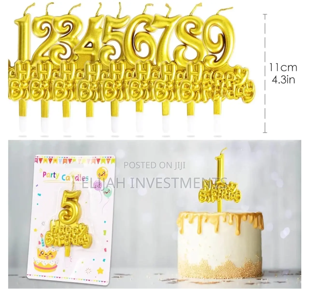 Happy Birthday Gold Number Candle