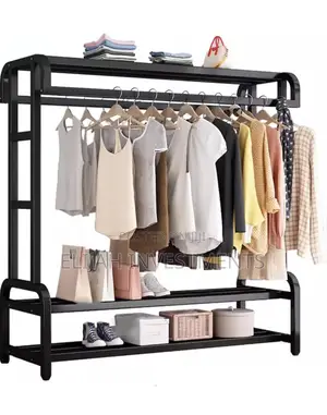 Double Rods Clothing Rack With Shoe Rack Shelf