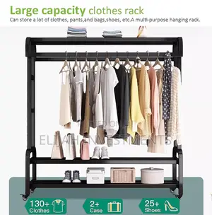 Double Rods Clothing Rack With Shoe Rack Shelf