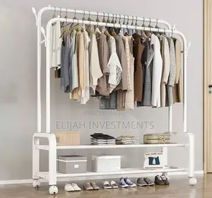 Double Pole Black, White Clothing Rack
